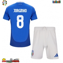 Camisa de Futebol Itália Jorginho Frello #8 Equipamento Principal Infantil Europeu 2024 Manga Curta (+ Calças curtas)